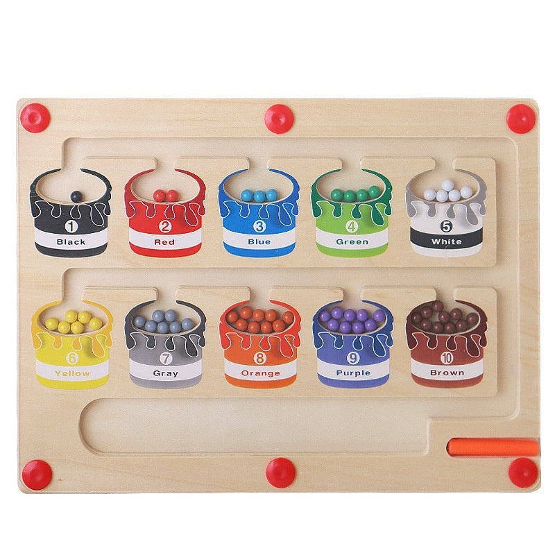 Magnetic Color Digital Maze Wooden Puzzle -TinyToyTales™